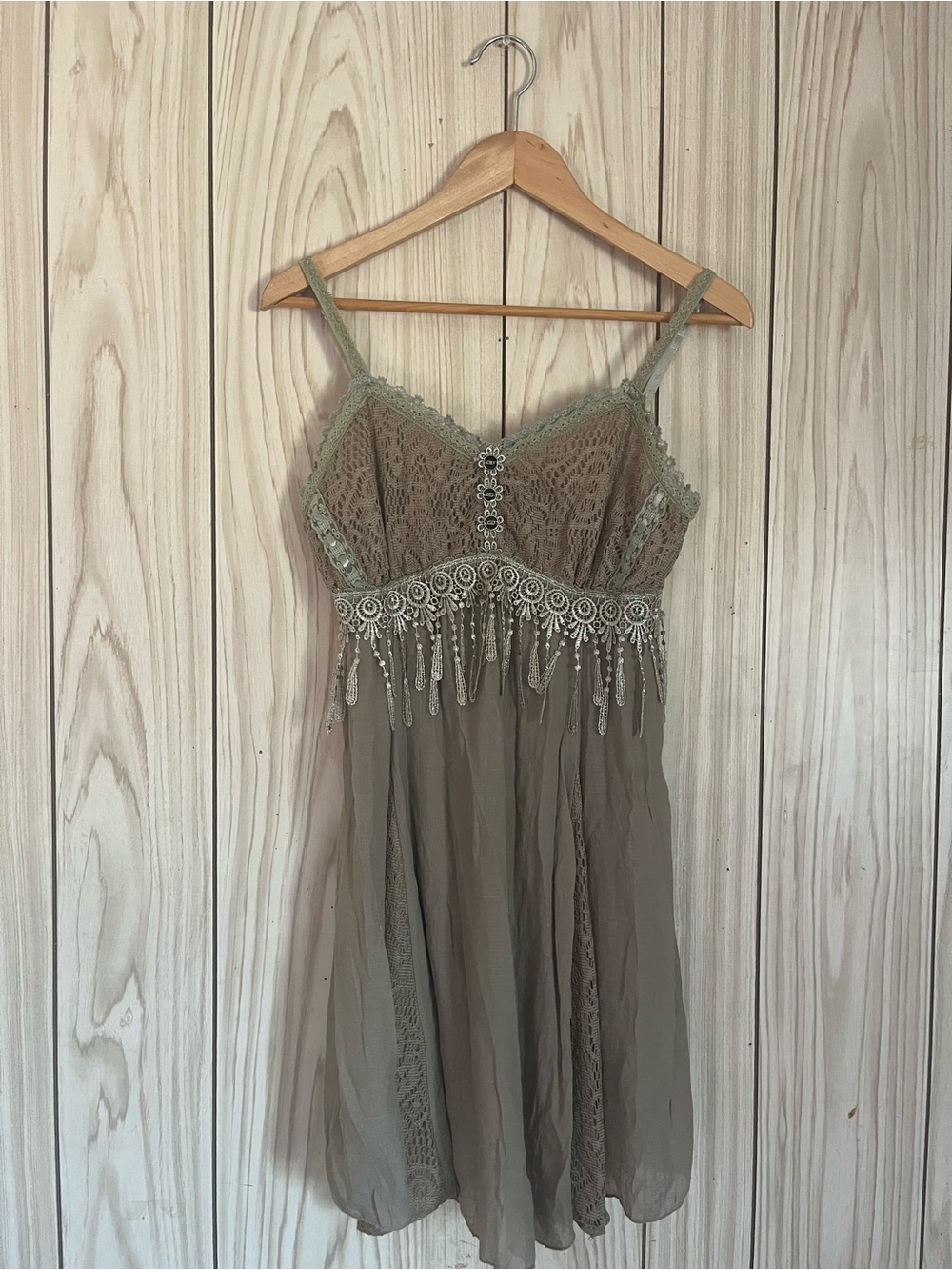 Pretty Angel Olive Green Lace-Trim Top